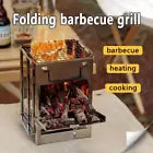 Outdoor Folding Wood Stove, Mini Stainless Steel Grill, BBQ